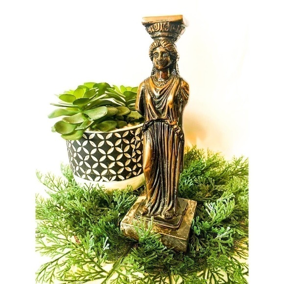 MID Century Kareates Bronze & Marble Greek Statue Sculpture 9 1/2" Tall - Picture 7 of 8